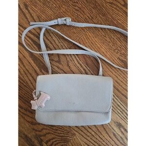 Womens RADLEY CROSSBODY PURSE GRAY LEATHER top flap SHOULDER BAG